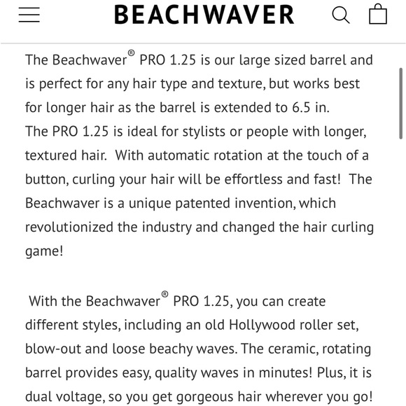 Beachwaver Pro 1.25 Dual Voltage Rotating Curling Iron - Picture 2 of 10